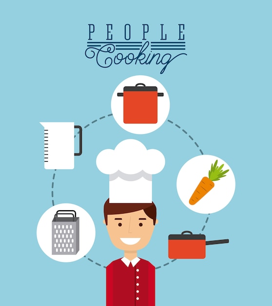 Vector personas que cocinan diseño, gráfico de vector ilustración eps10