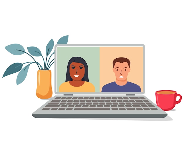 Personas que se conectan juntas Equipo de aprendizaje de Internet Videoconferencia trabajando en una computadora portátil