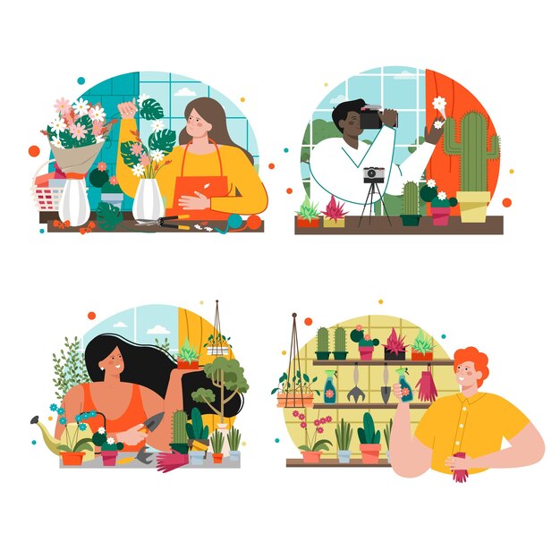 Las personas que cultivan flores disfrutan de la jardinería y la plantación.