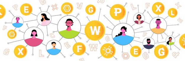 Personas que envían y reciben monedas digitales, minería de dinero virtual, intercambio de criptomonedas, transacciones bancarias, comunicación de red