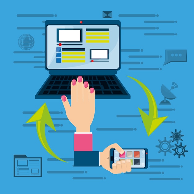 Vector personas que interactúan con internet