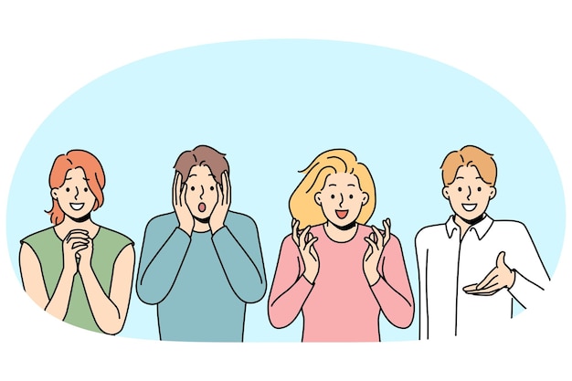 Personas que muestran varias emociones.