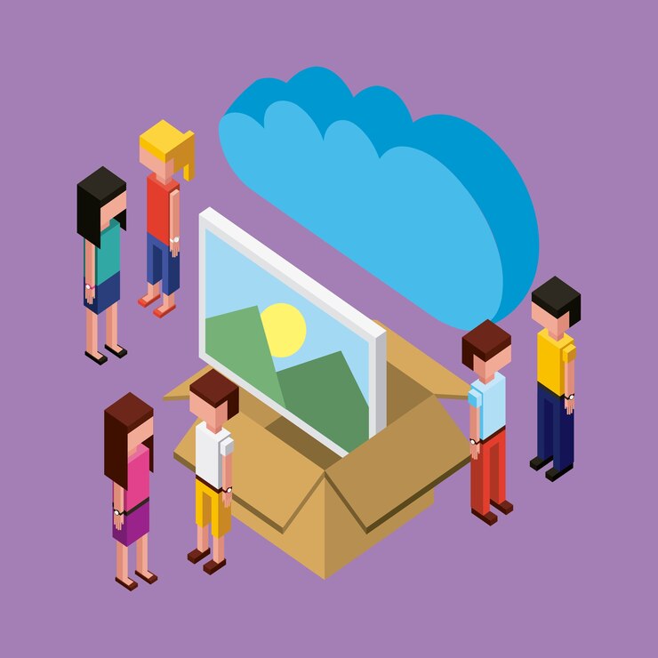 Vector personas que trabajan caja de proceso creativo