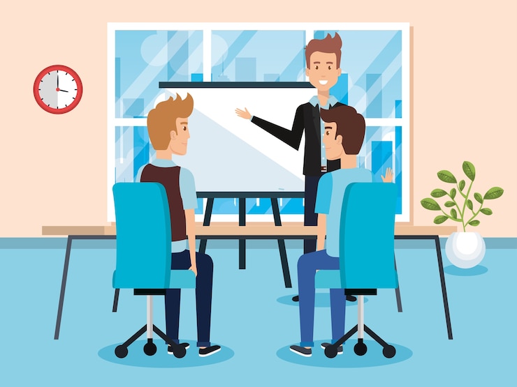Vector personas que trabajan en el diseño de ilustración de vector de oficina