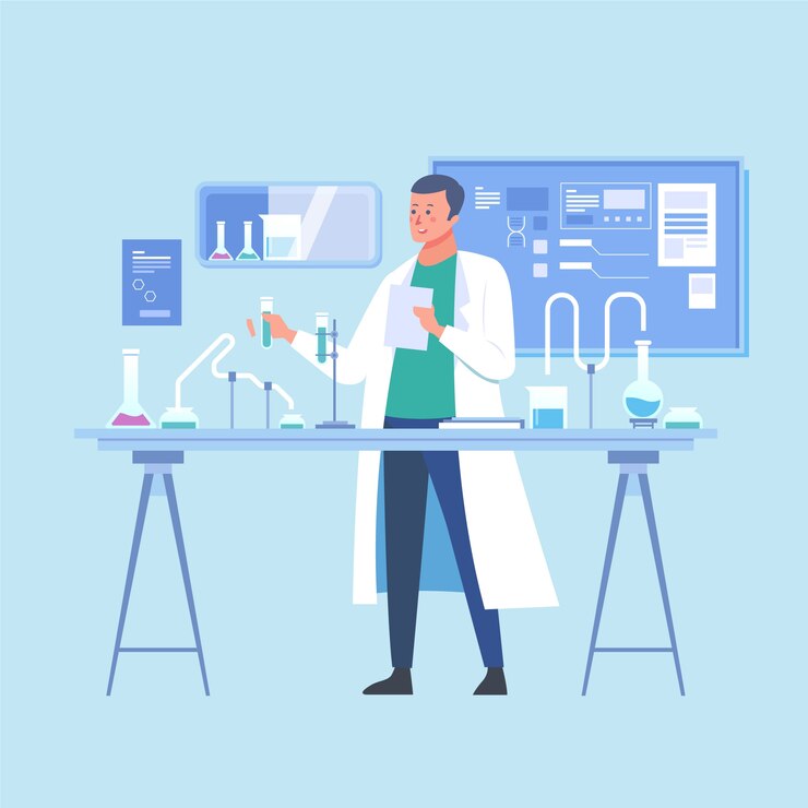 Vector personas que trabajan en la ilustración de laboratorio