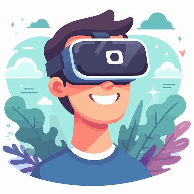 Personas que usan auriculares de realidad virtual y experimentan la simulación de realidad virtual trabajo futuro trabajo y juego