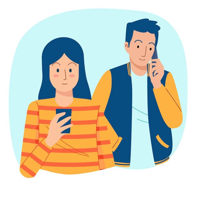 Vector personas que usan la ilustración del teléfono