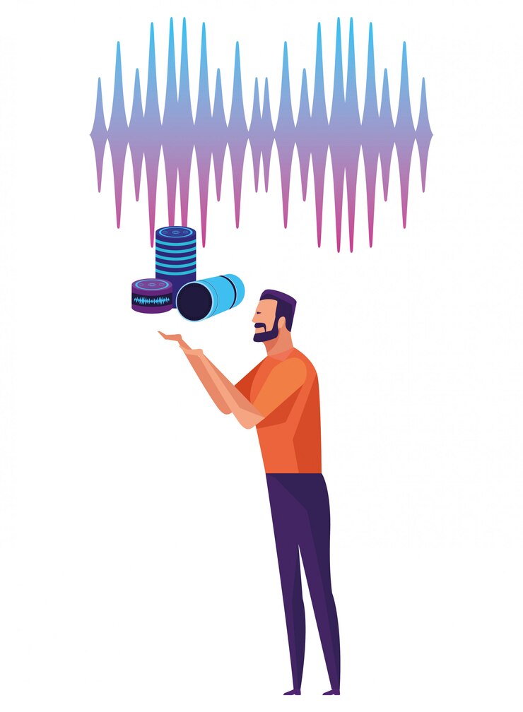 Vector personas que usan reconocimiento de voz.