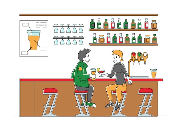 Vector personas que visitan night club o concepto de pub de cerveza