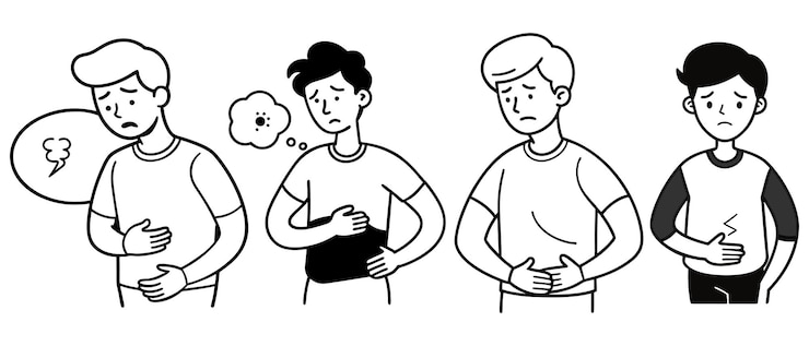Personas con síntomas de dolor de estómago