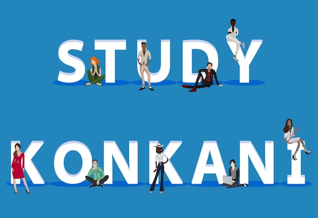 Personas en Study Konkani para presentaciones de aplicaciones móviles web
