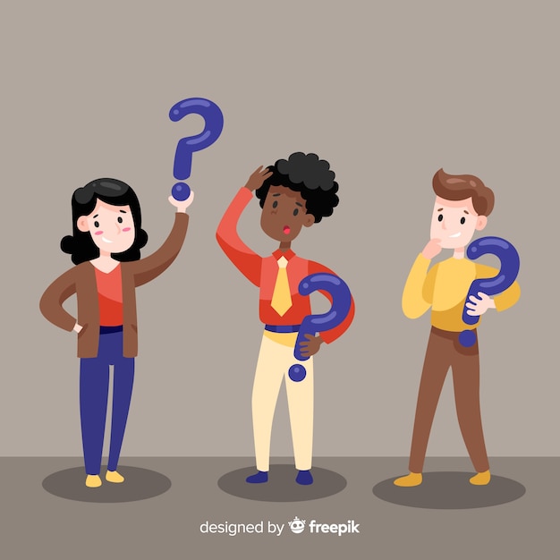 Vector personas sujetando interrogaciones