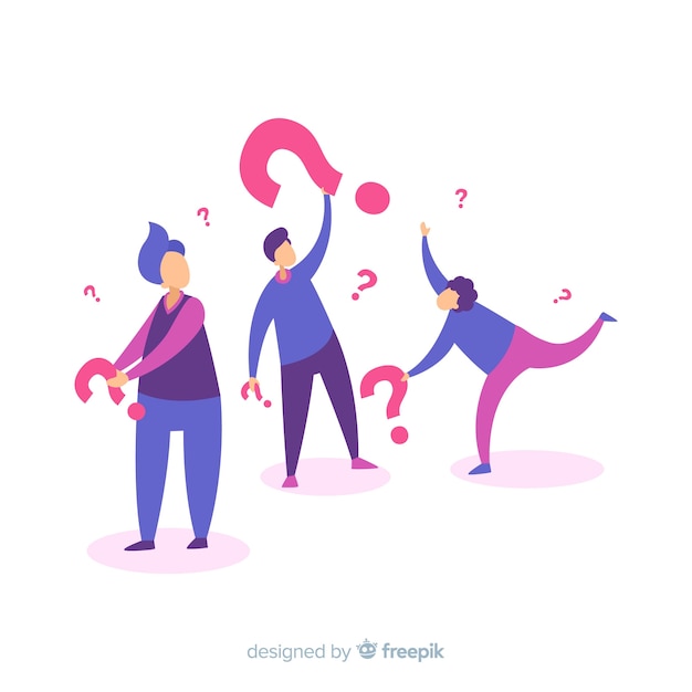 Personas sujetando signos de interrogación