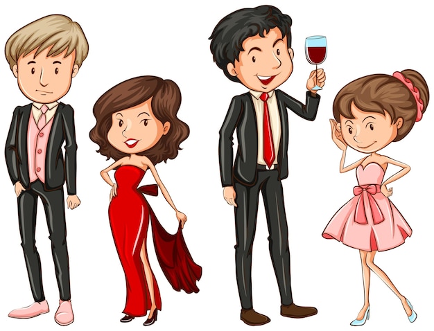 Personas en sus atuendos formales.