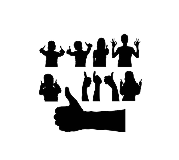 Personas con Thumbs Up Silhouette arte diseño vectorial