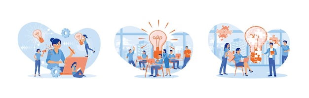Las personas trabajan para mejorar sus carreras y discuten para encontrar ideas para el éxito empresarial