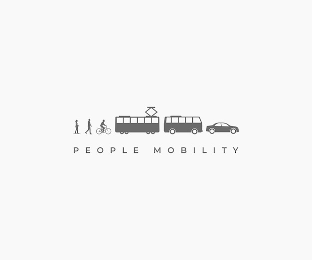 Personas urbanas movilidad transportes logotipo icono signo vector ilustración