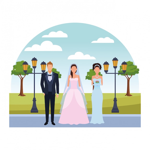 Vector personas vestidas para boda