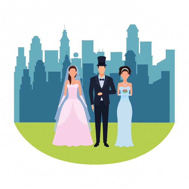 Vector personas vestidas para boda