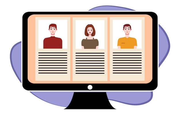 Personas en videoconferencia en la pantalla de la computadora Concepto de video llamada de reunión en línea