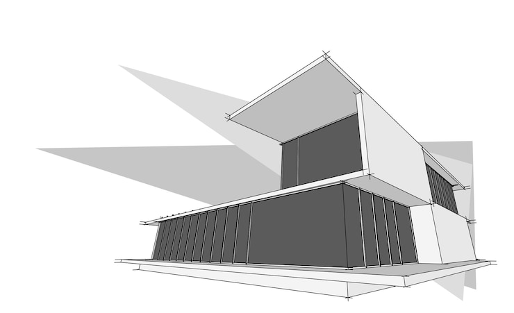 Vector perspectiva arquitectónica 3d y diseños de bocetos