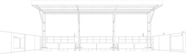 Perspectiva arquitectónica de una estructura moderna