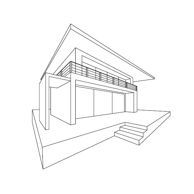 Perspectiva moderna casa de dos pisos vector
