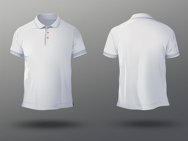 Vector perspectivas de una camiseta polo blanca vistas delanteras y traseras ilustradas