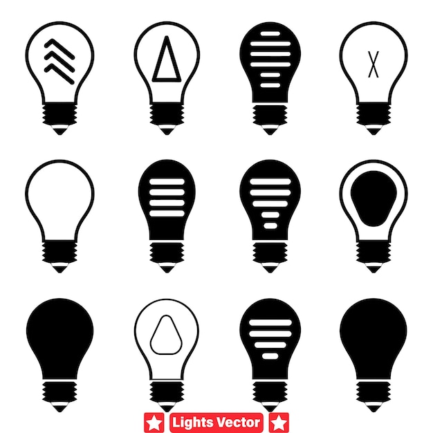 Perspectivas luminosas Luces expresivas Siluetas vectoriales para creaciones dinámicas