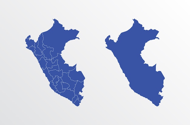 Perú mapa vector ilustración color azul sobre fondo blanco