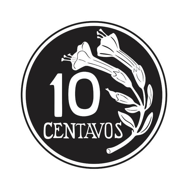 Perú moneda ilustración 10 céntimos silueta hecha a mano