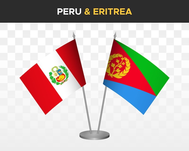 Perú vs Eritrea escritorio banderas maqueta aislado 3d vector ilustración tabla bandera