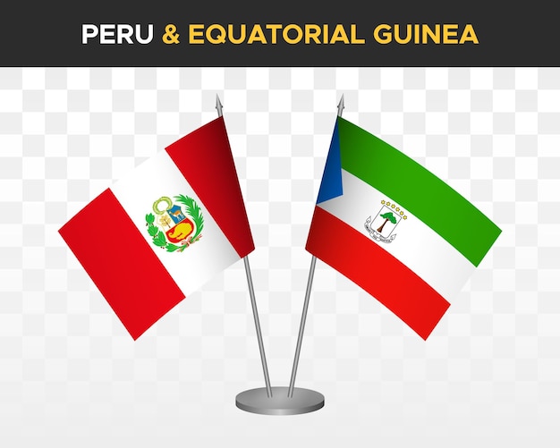 Perú vs Guinea Ecuatorial escritorio banderas maqueta aislado 3d vector ilustración tabla bandera