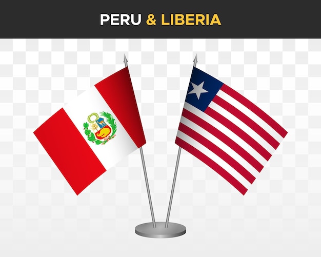 Perú vs Liberia escritorio banderas maqueta aislado 3d vector ilustración tabla bandera
