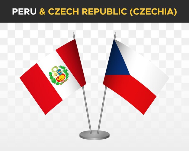 Perú vs República Checa Chequia escritorio banderas maqueta aislado 3d vector ilustración tabla bandera