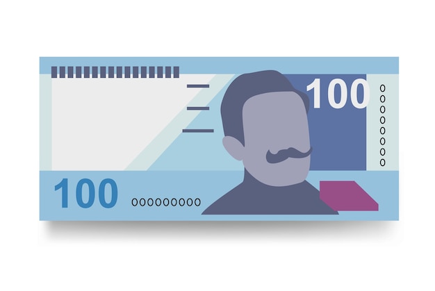 Peruano Nuevo Sol Vector Ilustración Perú conjunto de dinero paquete de billetes Papel moneda 100 PEN