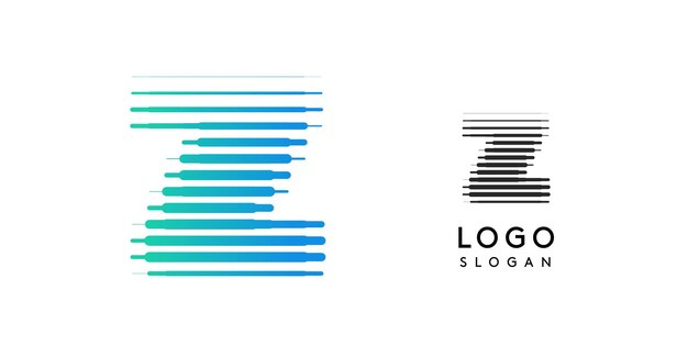 Pesada letra futurista inspirada en la tecnología z logotipo de gradiente dinámico letra de espacio en negrita para impactante moderno