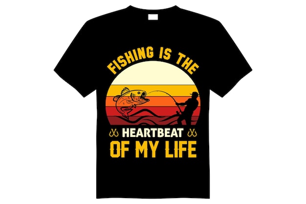 La pesca es el latido del corazón de mi vector de diseño de camiseta de vida