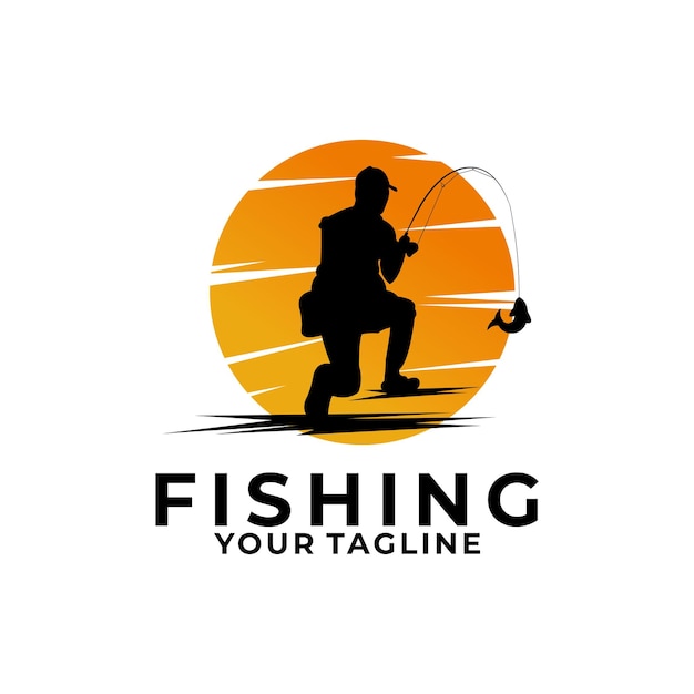 Pesca hombre logo vector aislado