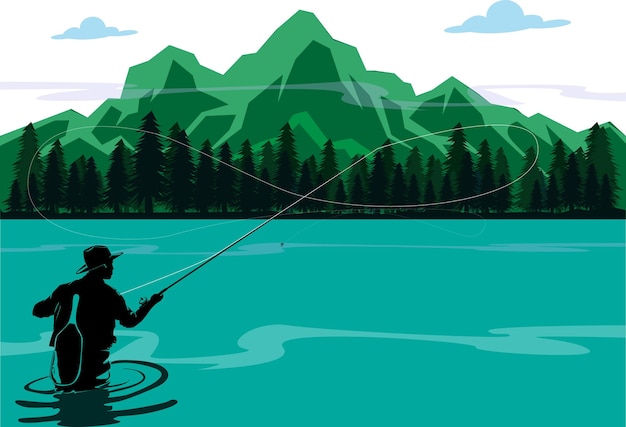 Pesca pescador pescador pesca gráfica pesca con mosca pesca con niños en el río