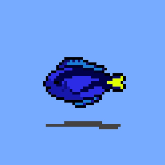 Vector pescado azul con estilo pixel art