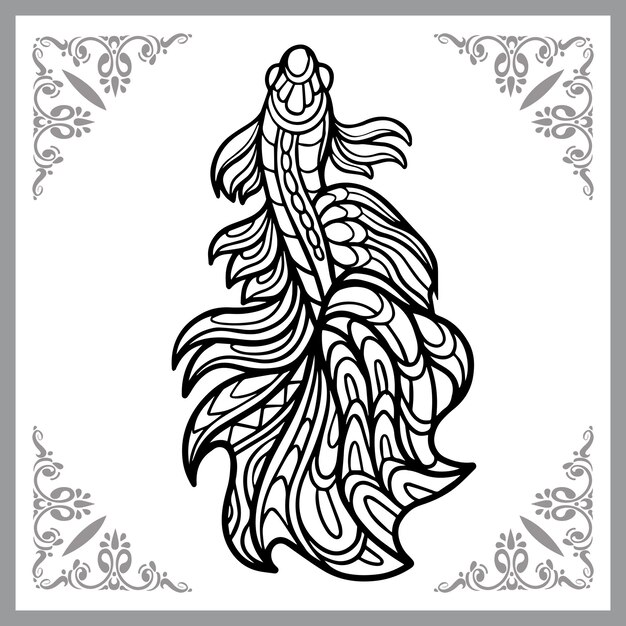 Pescado betta zentangle artes aislado sobre fondo blanco.