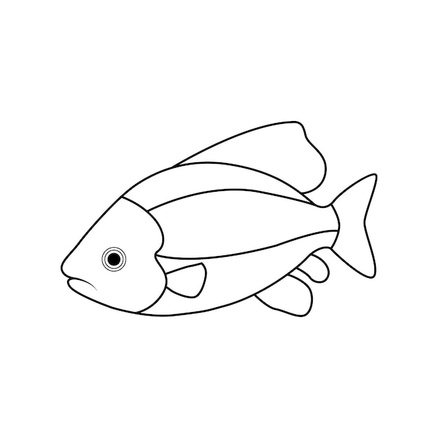 Pescado Continuo dibujo de una línea Ilustración vectorial