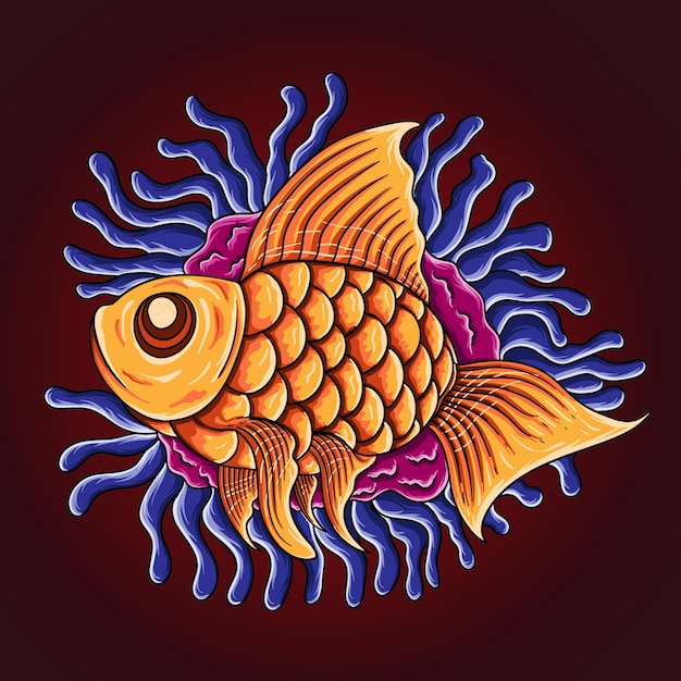 pescado dibujado a mano aislado
