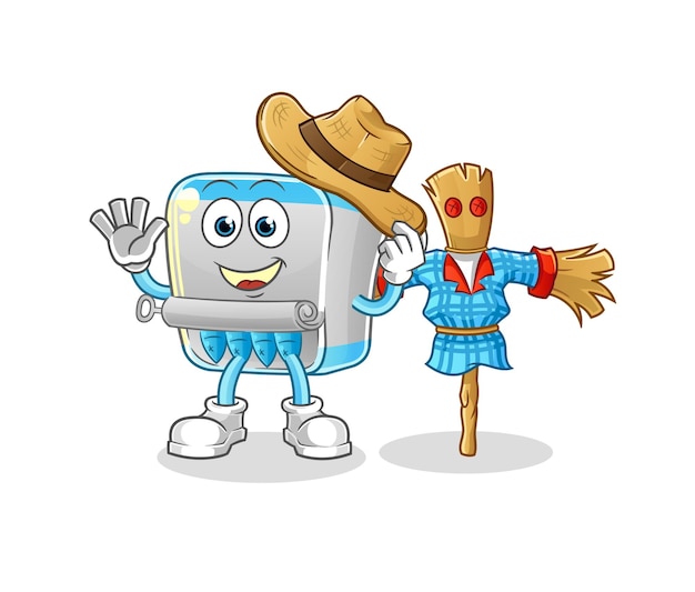 Pescado enlatado con personaje de dibujos animados de espantapájaros