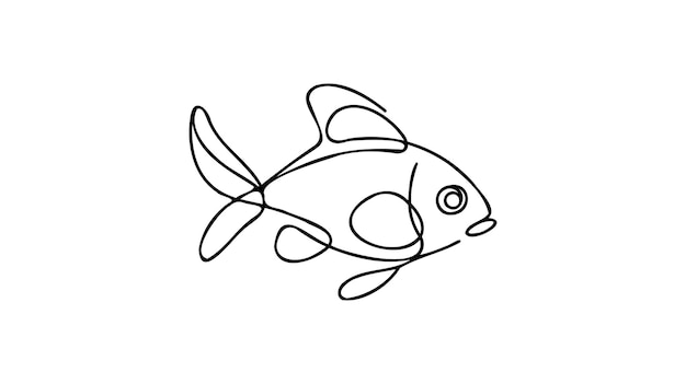 Pescado en estilo de dibujo de línea continua Dibujo lineal negro minimalista sobre fondo blanco Ilustración vectorial