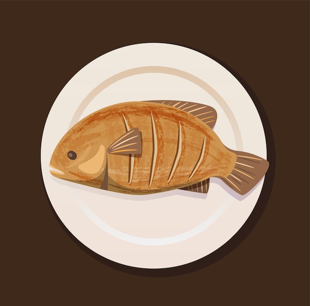 Vector pescado frito mariscos ilustración vectorial