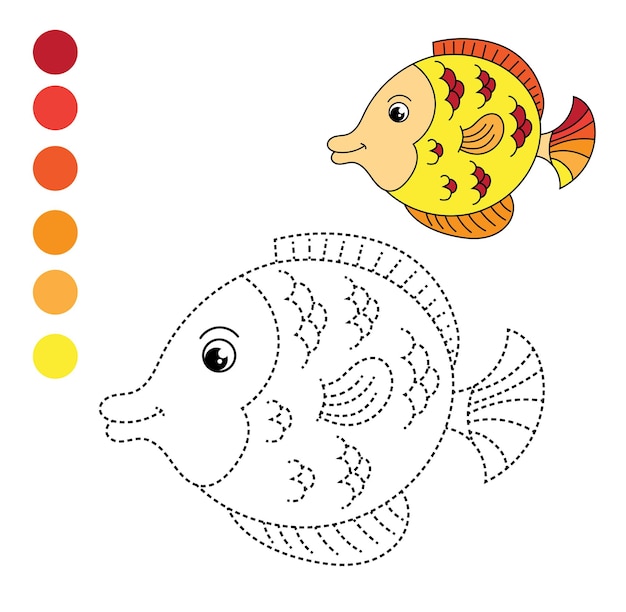 Pescado hermoso. juego educativo punto a punto para niños.