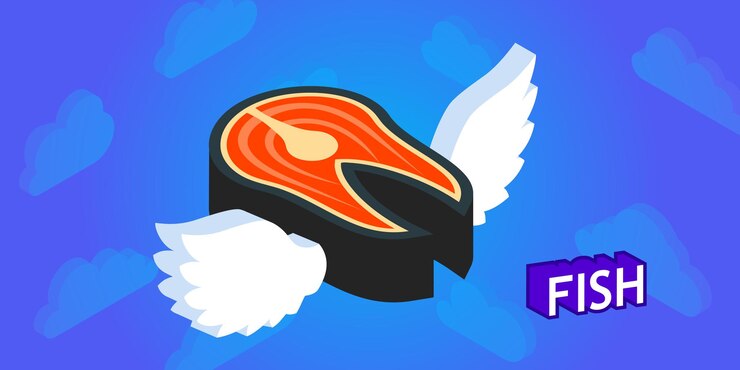 Vector pescado icono de diseño isométrico vector web ilustración 3d colorido concepto