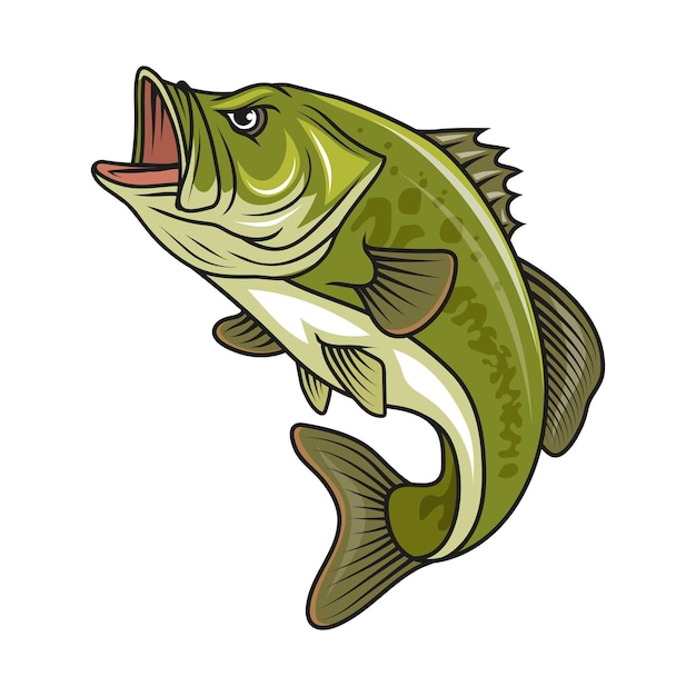 Pescado bajo Ilustración vectorial de pez perca bocazas
